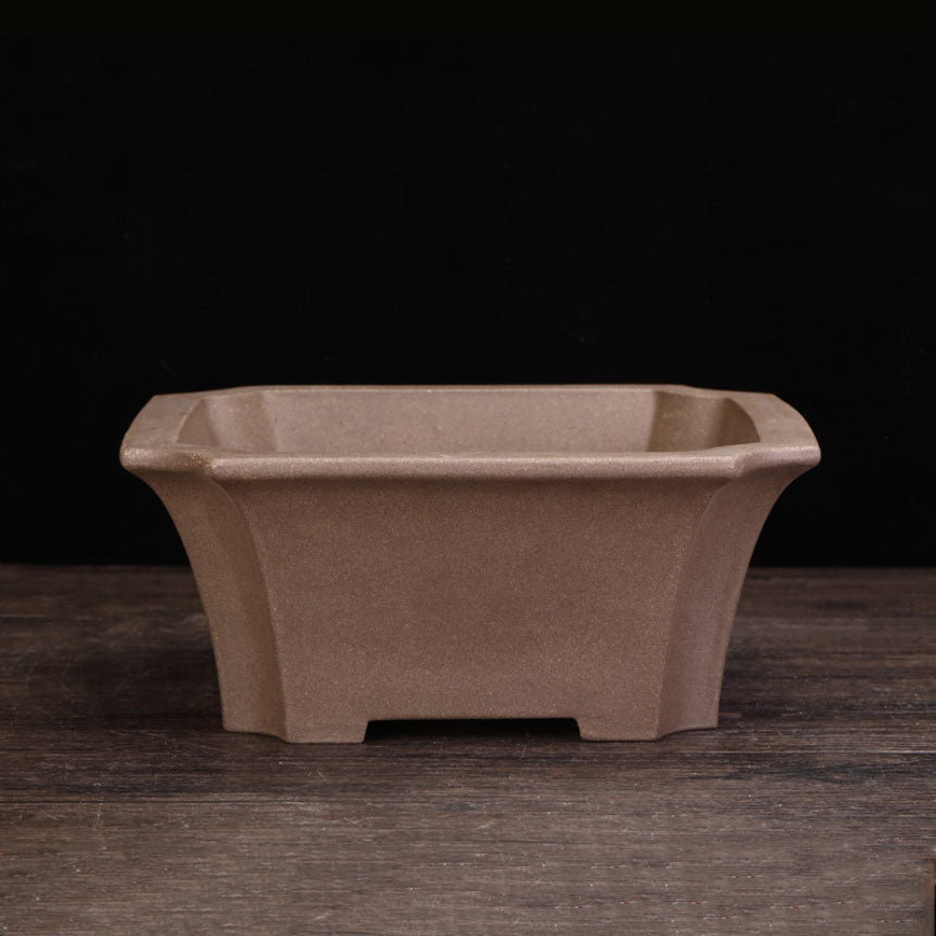 8.2" (21cm) Square Flared Corner-Cut Unglazed Bonsai Pot