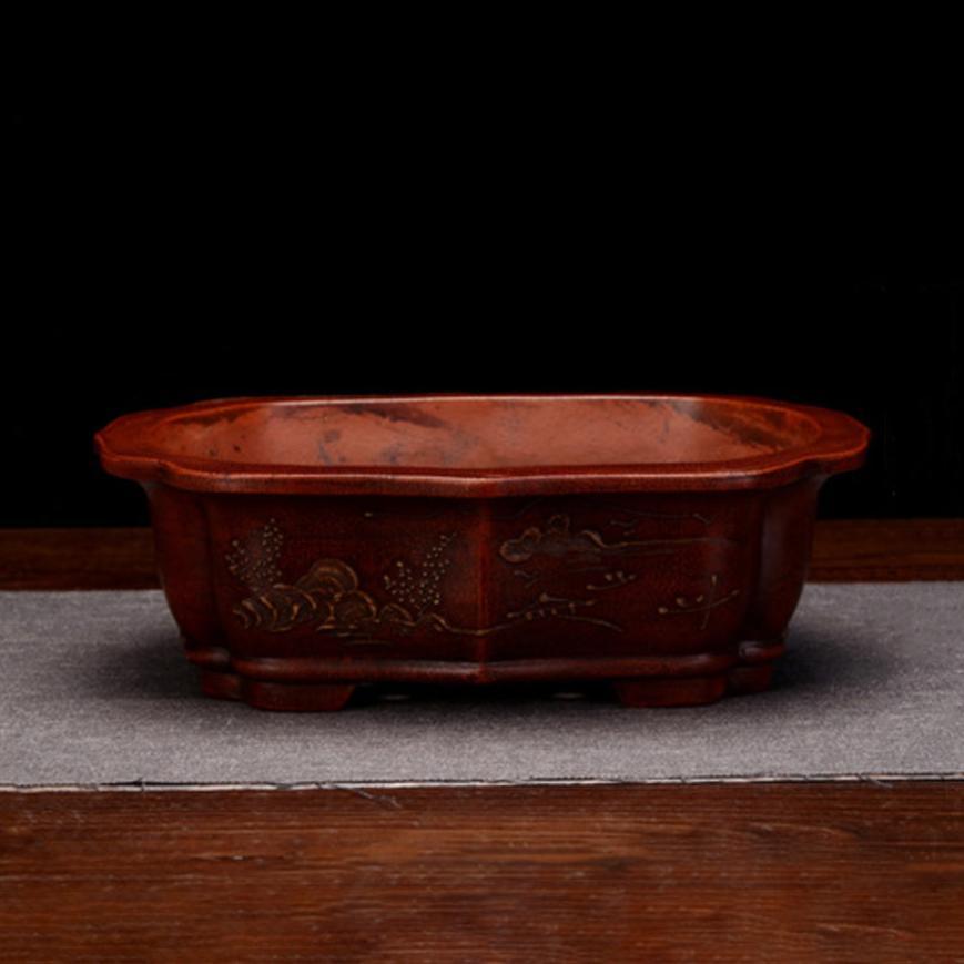 8.2" Antique Style Unglazed Oval Pot - Potscape