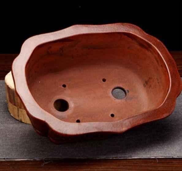 8.2" (21cm) Antique Style Unglazed Oval Bonsai Pot