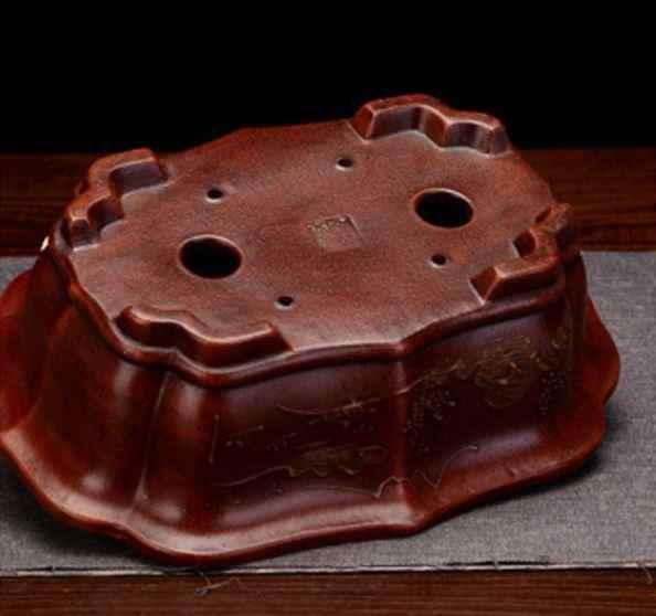 8.2" (21cm) Antique Style Unglazed Oval Bonsai Pot