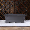 8.2 inch (21cm) Mid-Sized Traditional Rectangular Unglazed Raised Cloud Feet Bonsai Pot Black Color