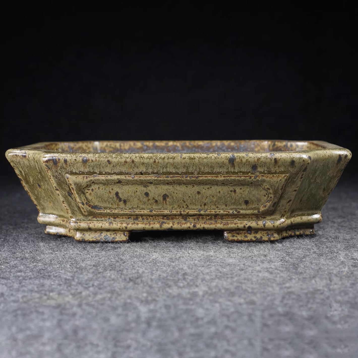 8.3 inch (21.3cm) Rectangular Yixing Dazhenghe Kiln Glazed Multi Tone Bonsai Pot