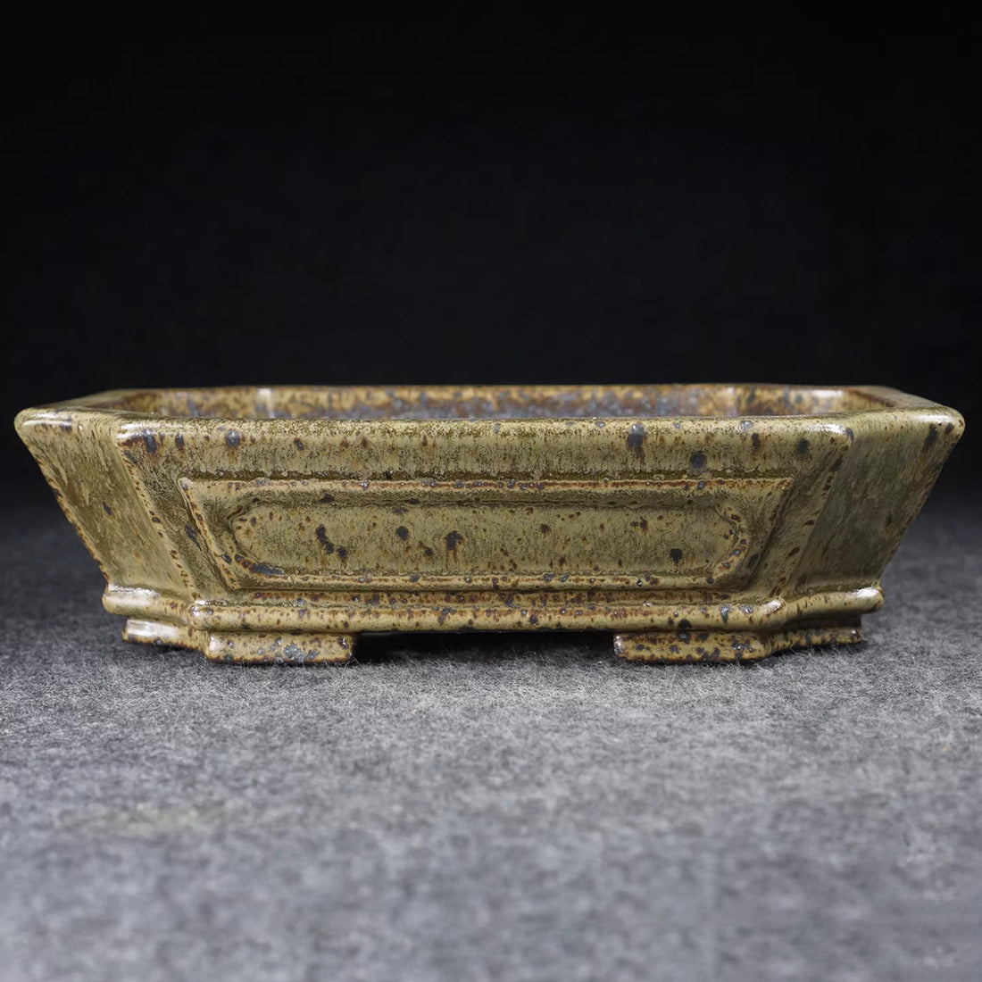 8.3 inch (21.3cm) Rectangular Yixing Dazhenghe Kiln Glazed Multi Tone Bonsai Pot