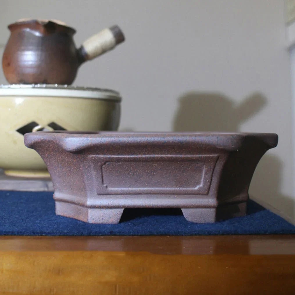 8.4" (21.5cm) Rectangular Rustic Finish Handmade Bonsai Pot
