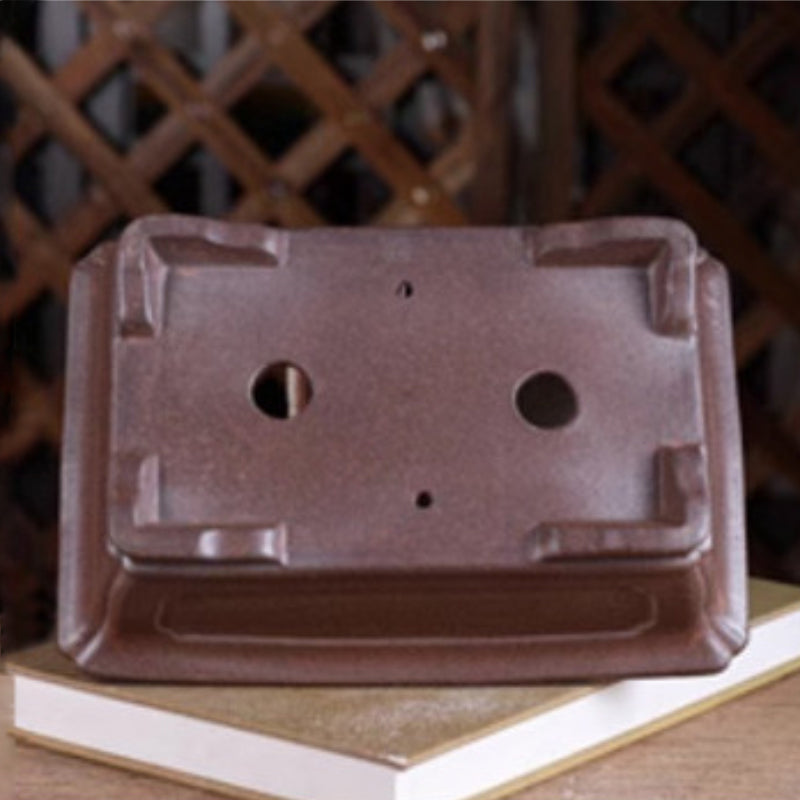8.4 Inch (21.5cm) Large Rectangular Unglazed Bonsai Pot Bottom View