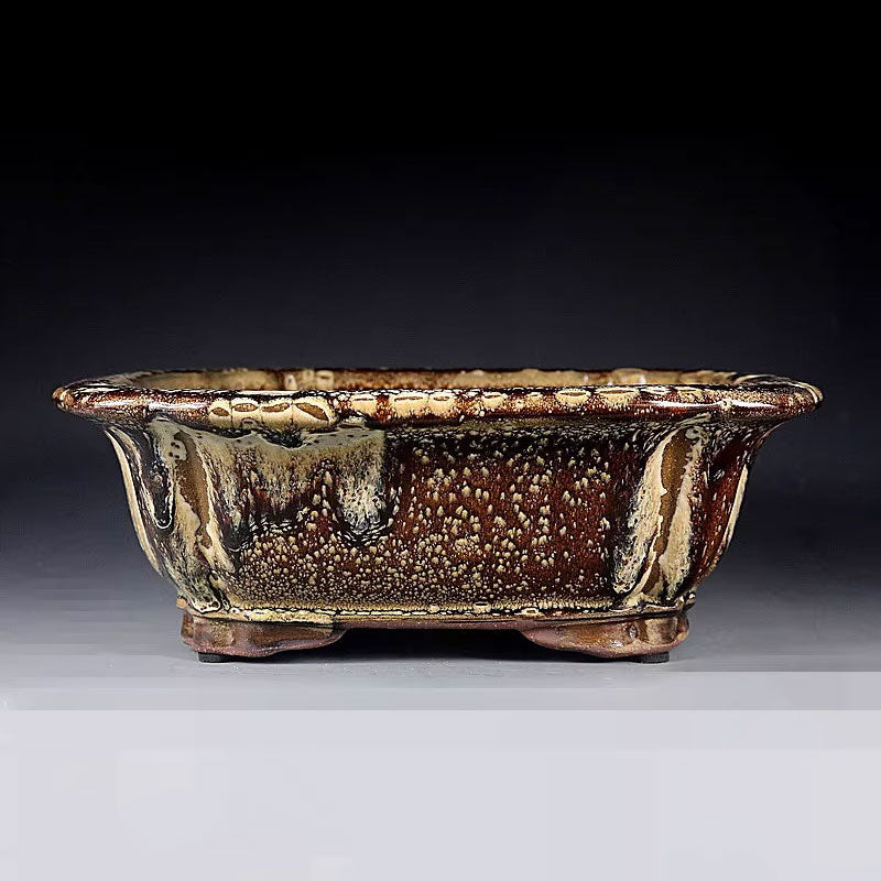 8.4 inch (21.5cm) Medium-Sized Square Exclusive Drip Glaze Bonsai Pot