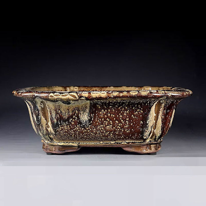 8.4 inch (21.5cm) Medium-Sized Square Exclusive Drip Glaze Bonsai Pot