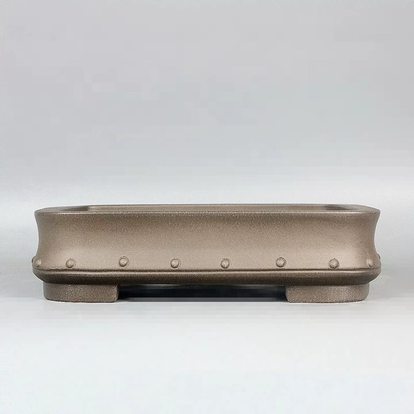 8.4 inch (21.5cm) Medium-Sized Tapered Rectangular Studded Unglazed Bonsai Pot