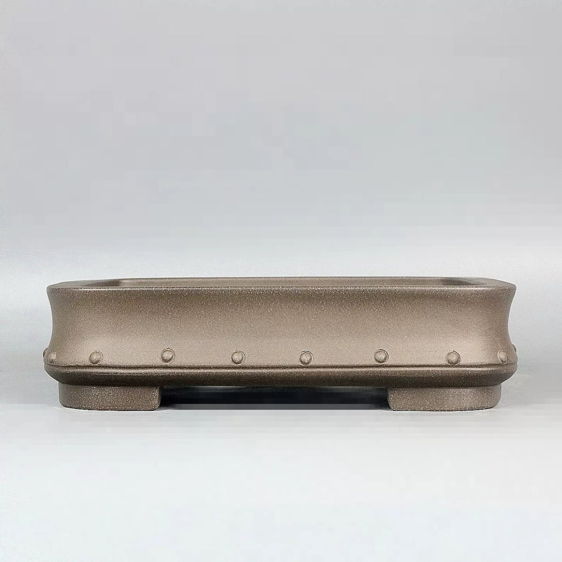 8.4 inch (21.5cm) Medium-Sized Tapered Rectangular Studded Unglazed Bonsai Pot