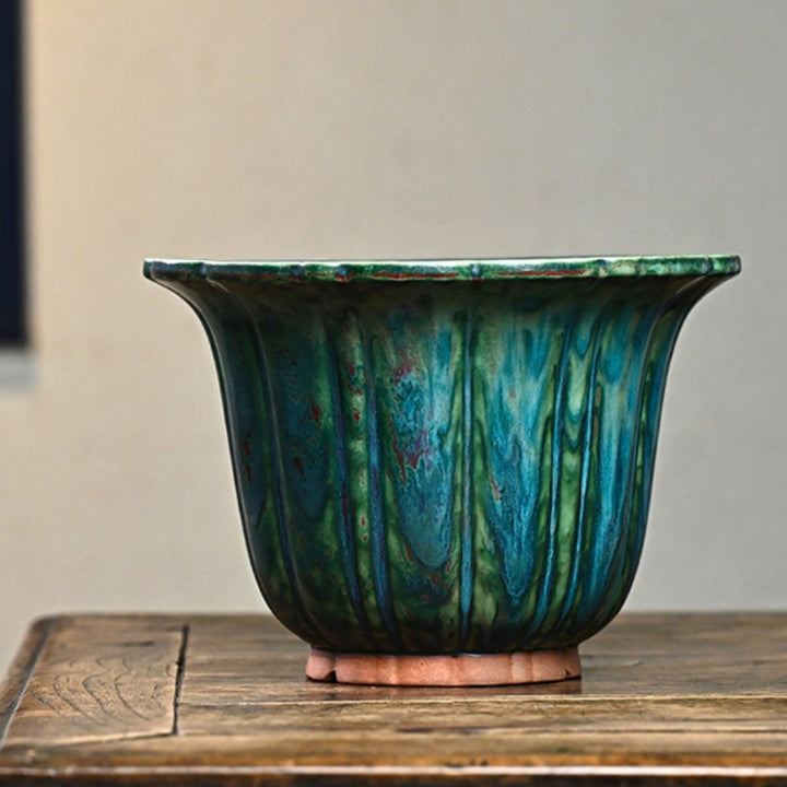 8.4 inch (21cm) Wide 6.3 inch (16cm) Deep Exclusive Glazed Semi Cascade Bonsai Pot