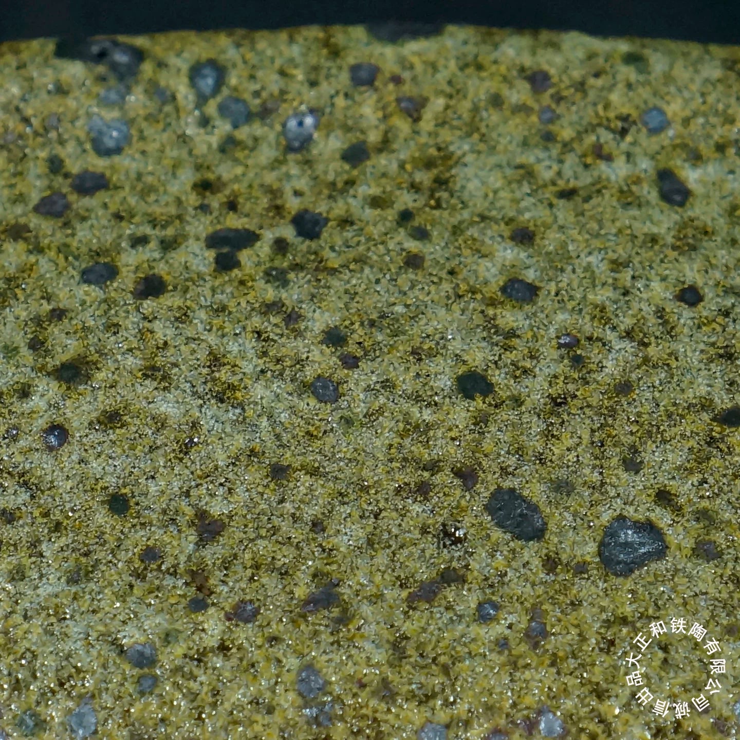 8.5 inch (21.7cm) Shallow Oval Green Multi-Tone Speckled Finish Jun Glaze Bonsai Pot Close Shot