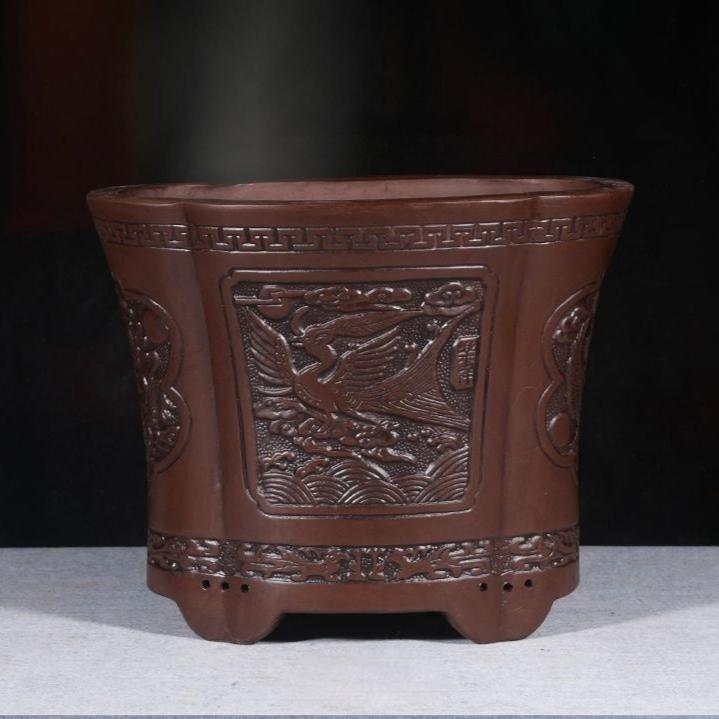 8.6" (22cm) Deep, 10.4" (26.5cm) Long Antique Style Cascade Bonsai Pot