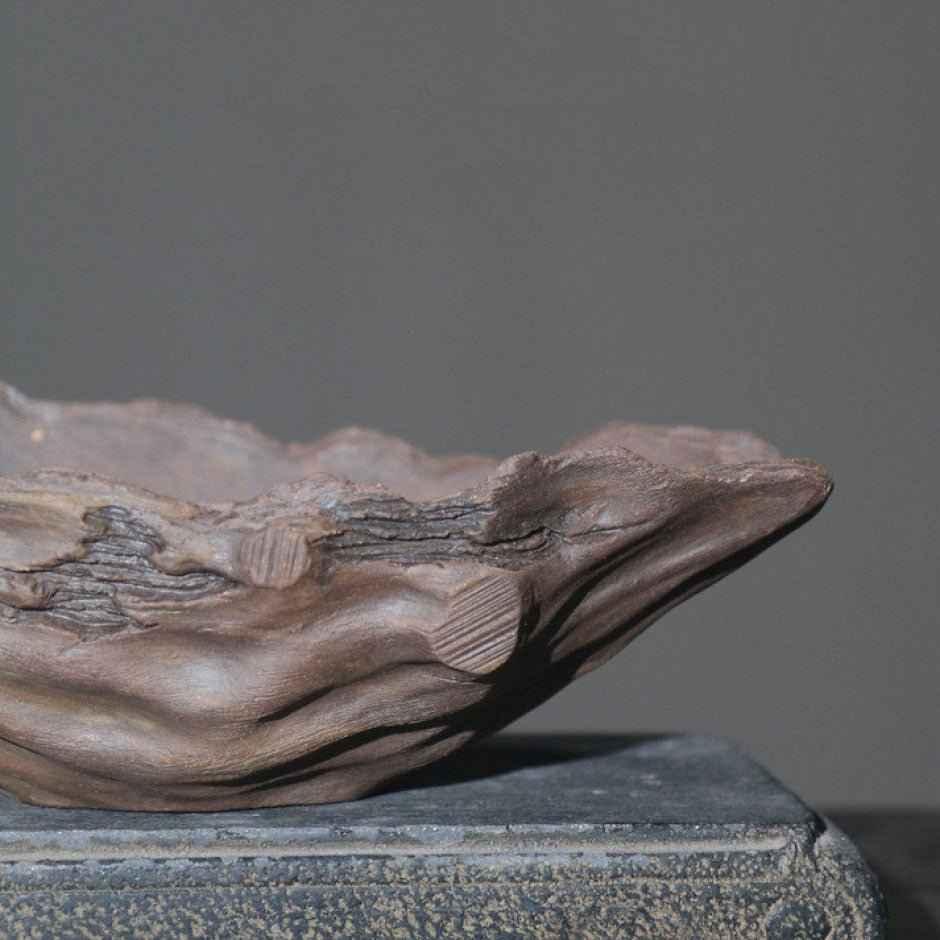 8.6" (22cm) Handcrafted Driftwood-Like Abstract Bonsai Pot