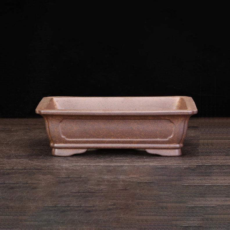 8.6" (22cm) Rectangular Firewood Burning Speckled Clay Bonsai Pot