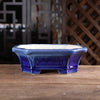 8.6 inch (22cm) Corner-Cut Flared Rectangular Glazed Traditional Bonsai Pots Blue Multi-Tone Color