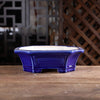 8.6 inch (22cm) Corner-Cut Flared Rectangular Glazed Traditional Bonsai Pots Deep Blue Color