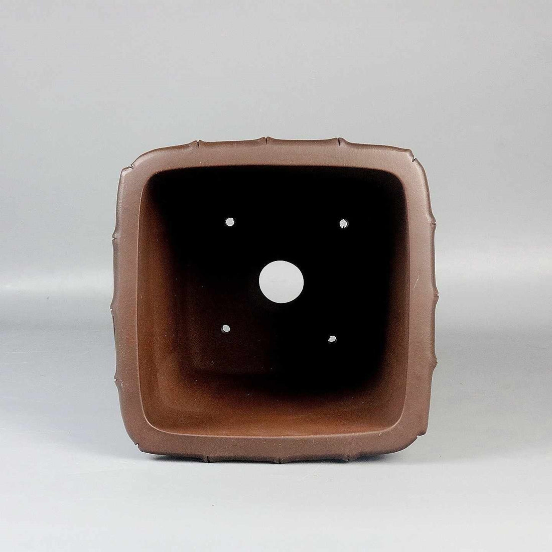 8.6 inch (22cm) Deep Square Cascade Bonsai Pot w Bamboo-Style Rim and Base Inner View