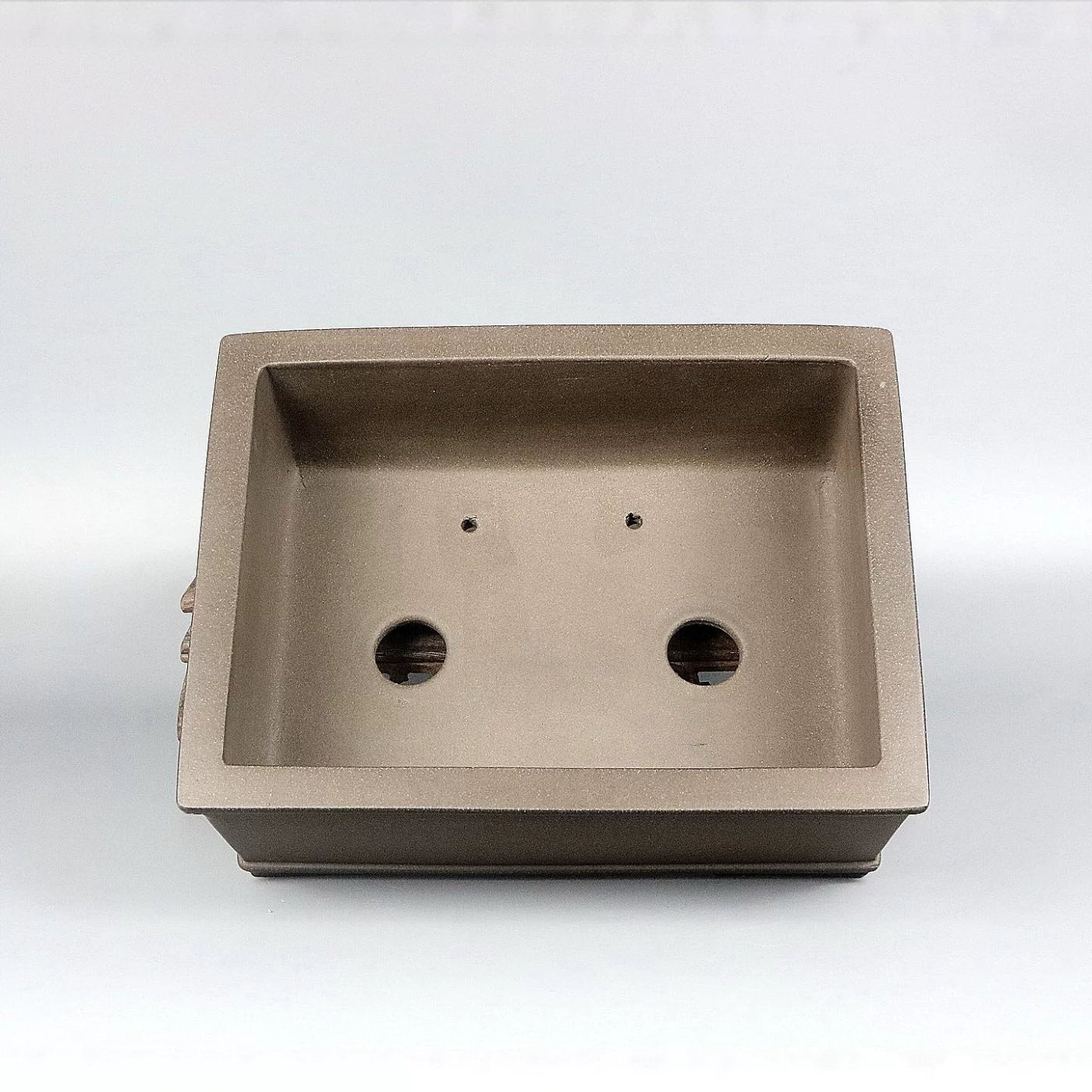 8.6 inch (22cm) Medium-Sized Traditional Rectangular Beige Unglazed Premium Bonsai Pot Inner View