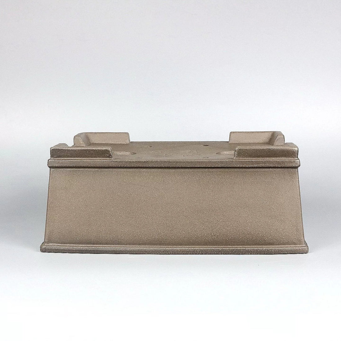 8.6 inch (22cm) Medium-Sized Traditional Rectangular Beige Unglazed Premium Bonsai Pot Upside Down View