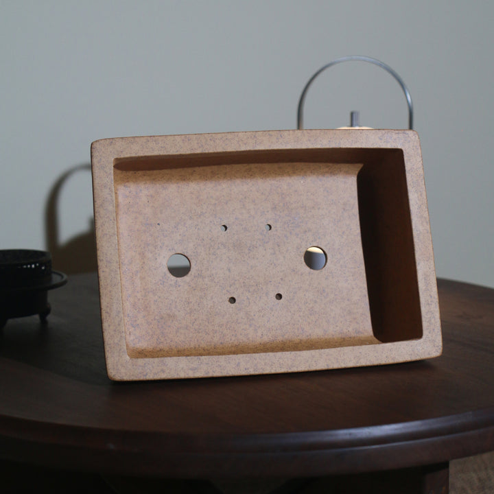 8.8" (22.5cm) High-End Rectangular Traditional Ceramic Bonsai Pot Inner View
