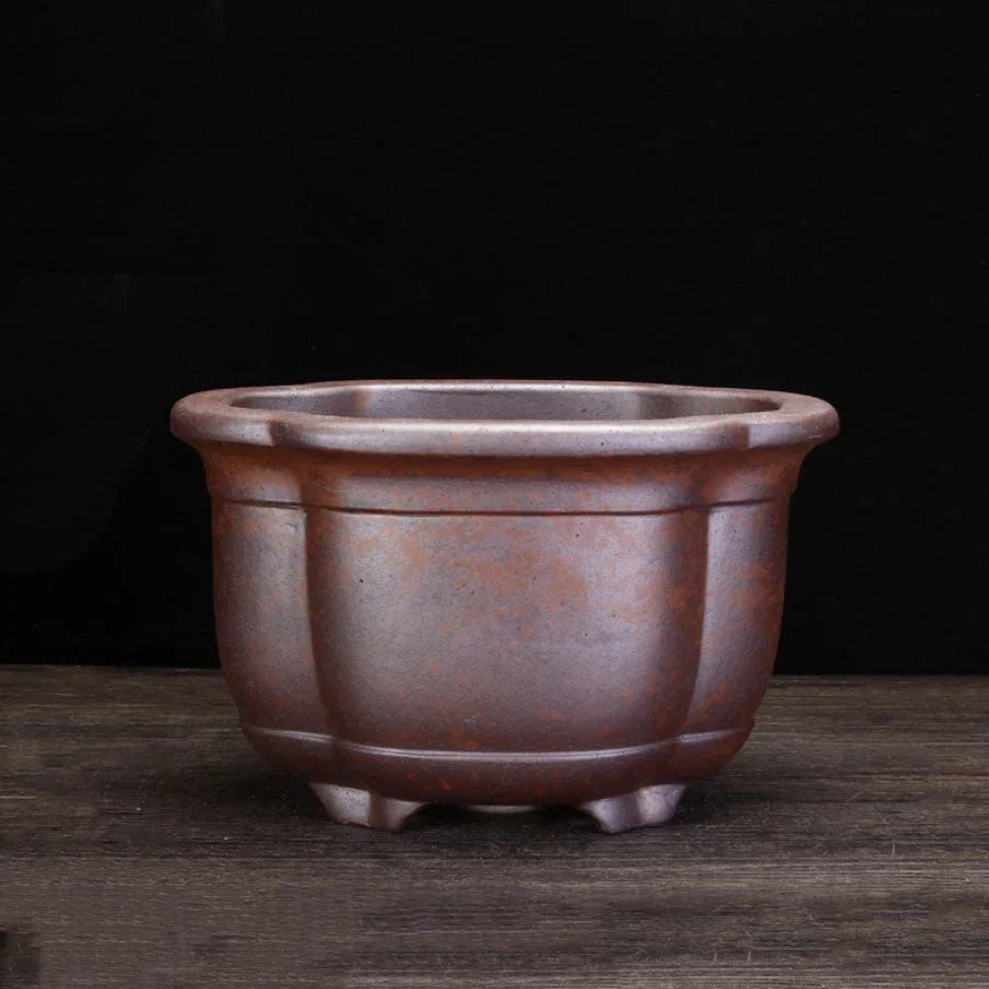 8.8" (22.5cm) Large Firewood Burning Clay Semi Cascade Bonsai Pot