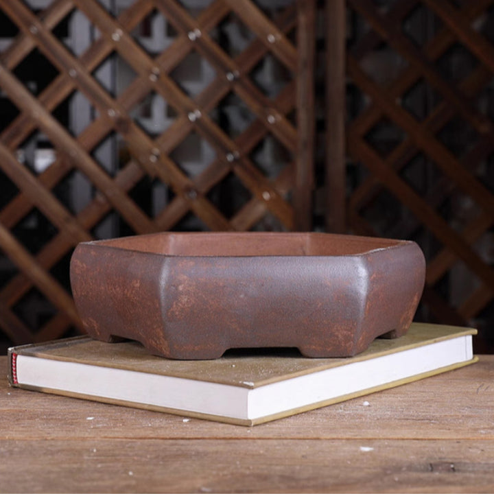 8.8 Inch (22.5cm) Large Hexagonal Unglazed Bonsai Pot