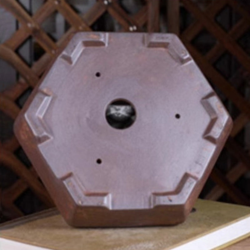 8.8 Inch (22.5cm) Large Hexagonal Unglazed Bonsai Pot Bottom View