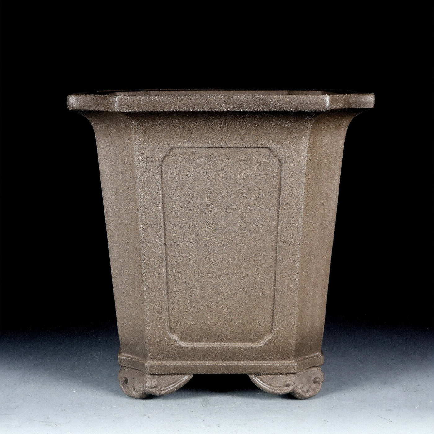 8.8 inch (20cm) Deep Square Corner-Cut Gradient Finish Unglazed Cascade Bonsai Pot