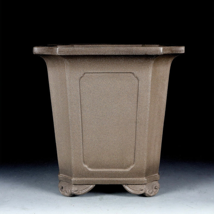 8.8 inch (20cm) Deep Square Corner-Cut Gradient Finish Unglazed Cascade Bonsai Pot