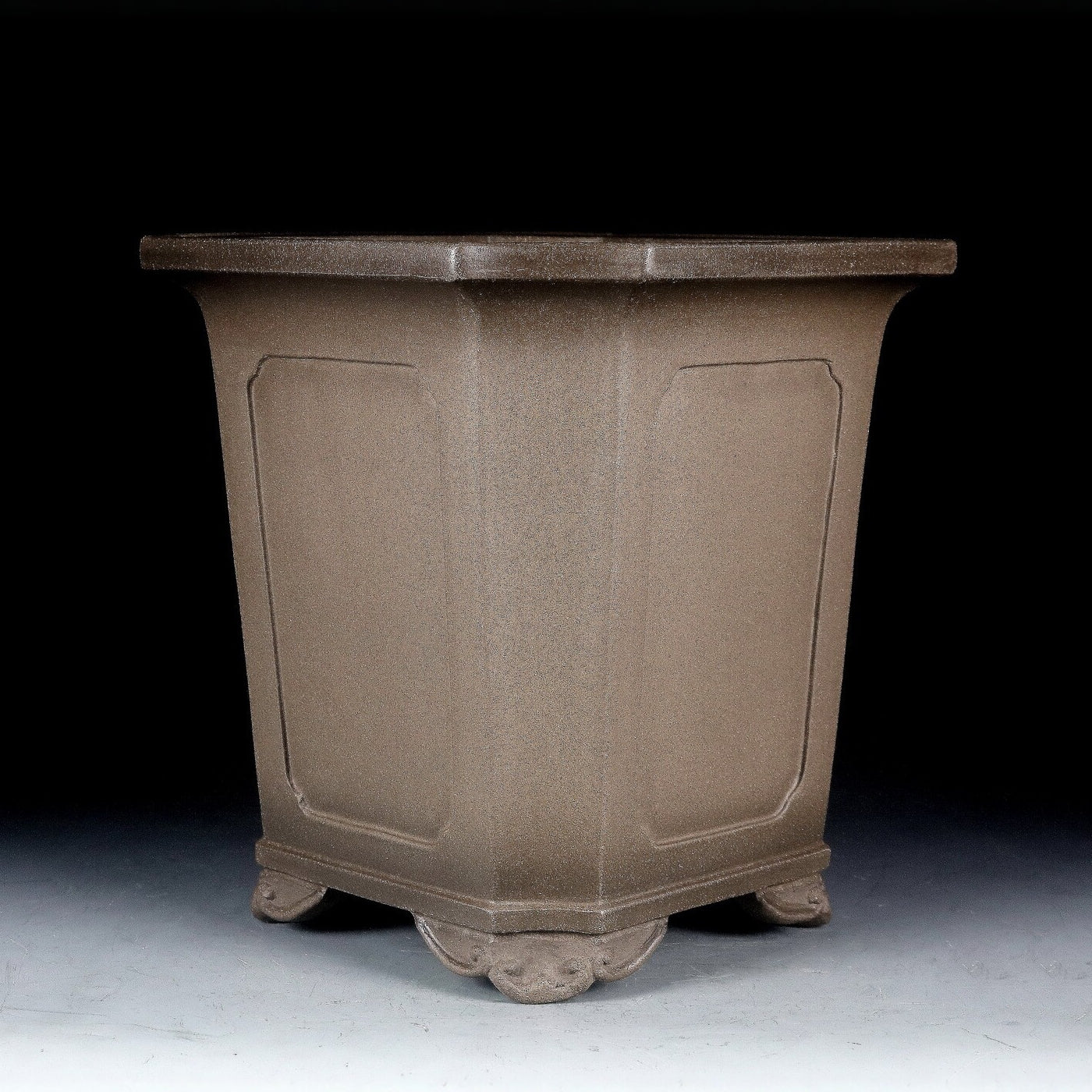 8.8 inch (20cm) Deep Square Corner-Cut Gradient Finish Unglazed Cascade Bonsai Pot Corner View