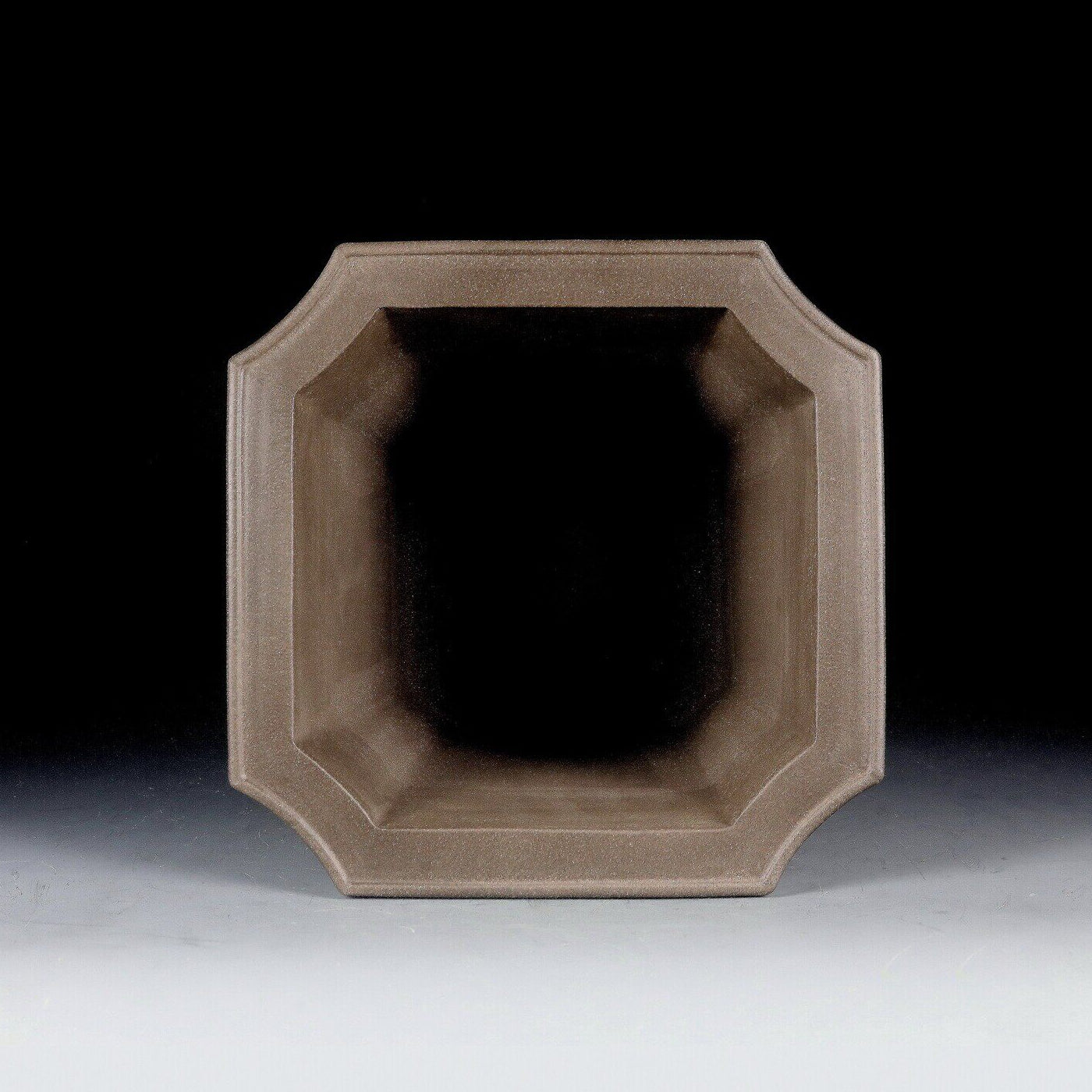 8.8 inch (20cm) Deep Square Corner-Cut Gradient Finish Unglazed Cascade Bonsai Pot Inner View