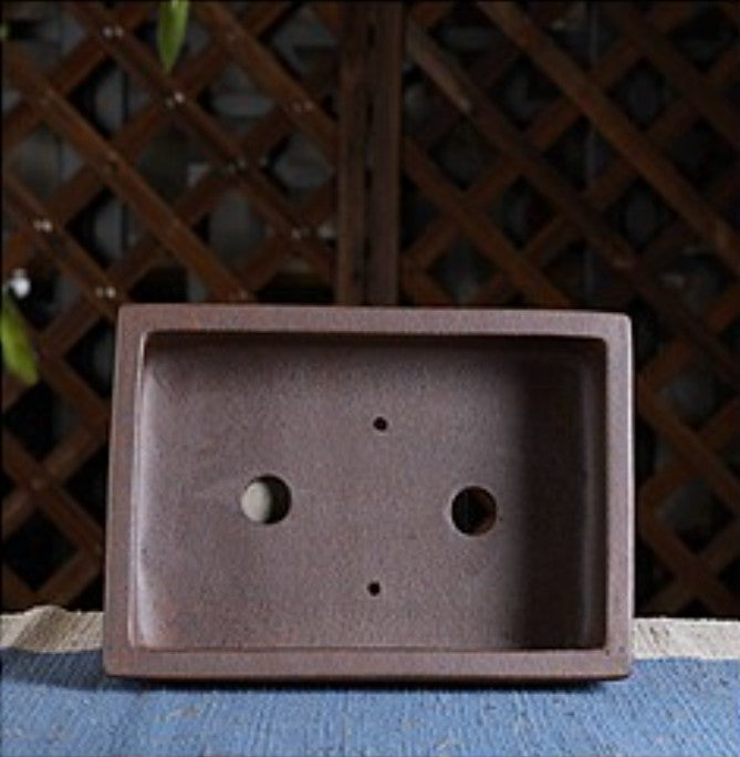 8.8 inch (22.5cm) Minimal Rectangular Wood-Fired Traditional Unglazed Bonsai Pot Inner View