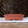 8.8 inch (22.5cm) Traditional Rectangular Unglazed Bonsai Pot with Raised Motif