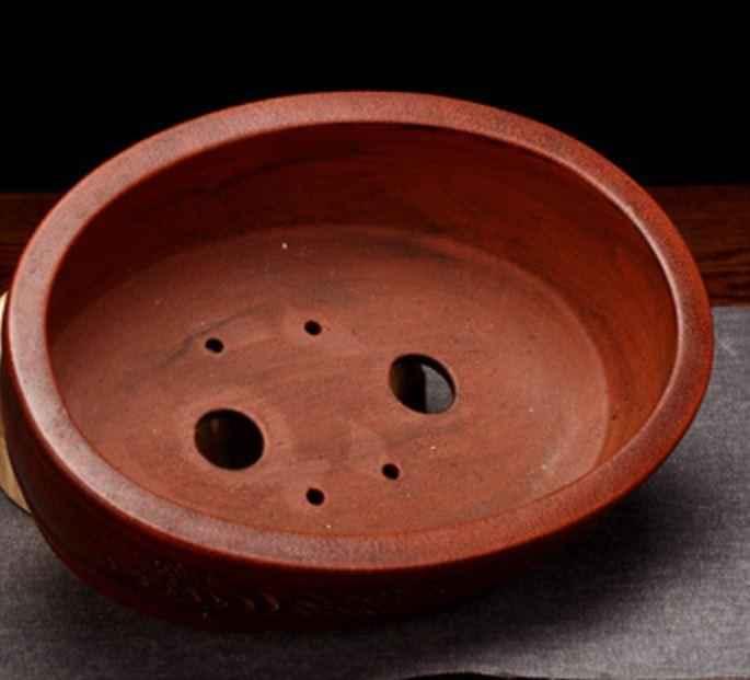 8.9" (22.7cm) Antique Style Oval Unglazed Bonsai Pot