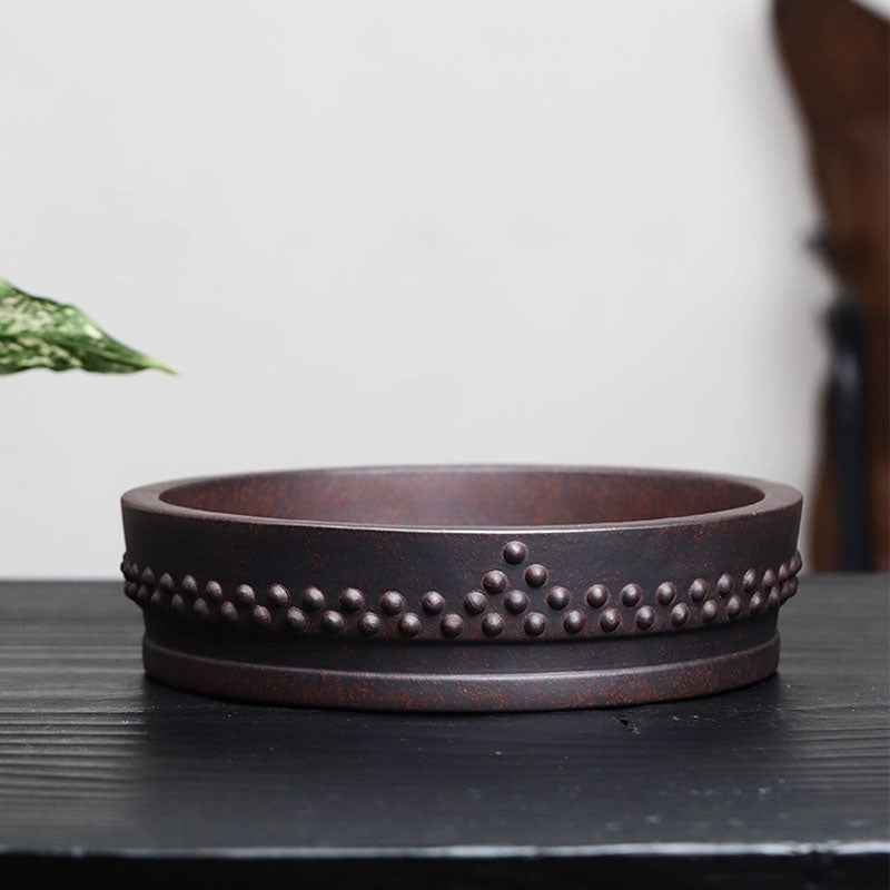 8.9 inch (22.8cm) Medium-Sized Round Studded Premium Drum Bonsai Pot
