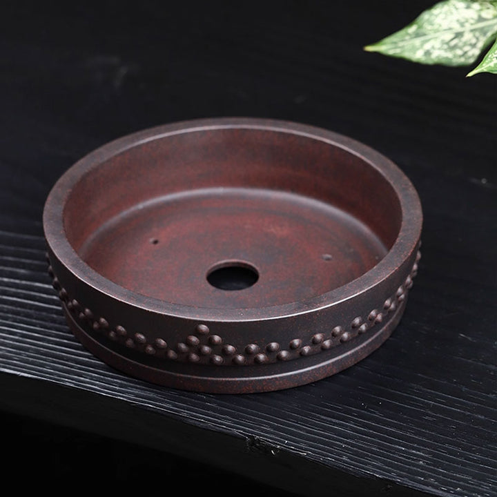 8.9 inch (22.8cm) Medium-Sized Round Studded Premium Drum Bonsai Pot Inner View