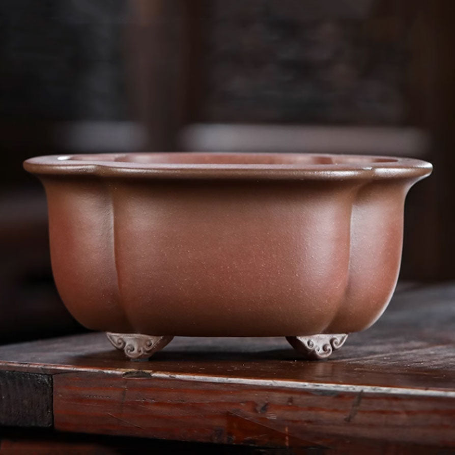 8" (20.5cm) Lotus Shaped Premium Traditional Chinese Bonsai Pot