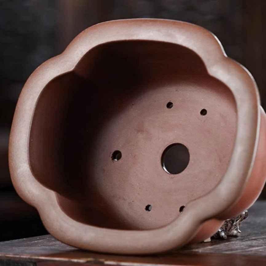 8" (20.5cm) Lotus Shaped Premium Traditional Chinese Bonsai Pot