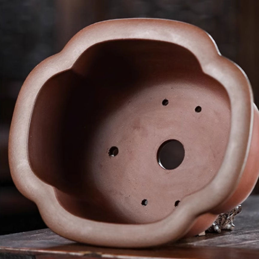 8" (20.5cm) Lotus Shaped Premium Traditional Chinese Bonsai Pot Inner View