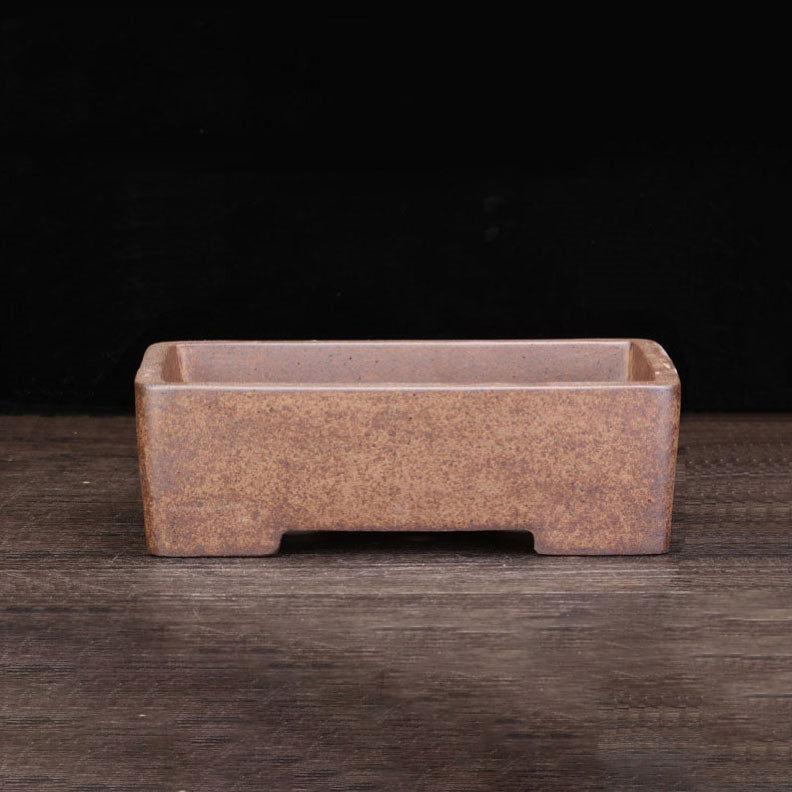 8" (20.5cm) Rectangular Firewood Burning Speckled Clay Finish Bonsai Pot