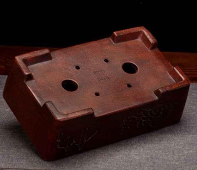 8" (20.5cm) Antique Style Unglazed Rectangular Bonsai Pot