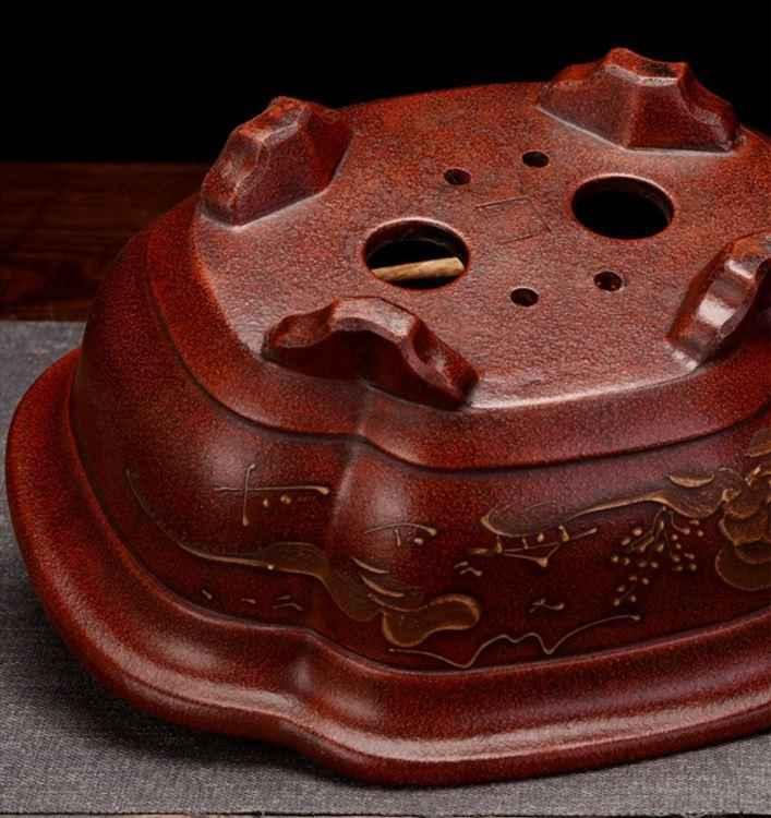 8" (20.5cm) Lotus-Shaped Antique Style Raised Feet Bonsai Pot