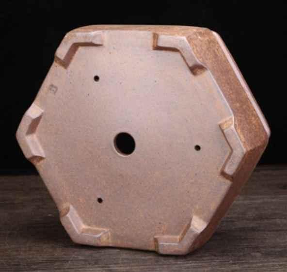 8" (20.5cm) Hexagonal Firewood Burning Yixing Clay Bonsai Pot