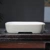 9.2 inch (23.5cm) Medium Rectangular Cracked Glaze Indented Cornered Shallow Bonsai Pots Milky White Color