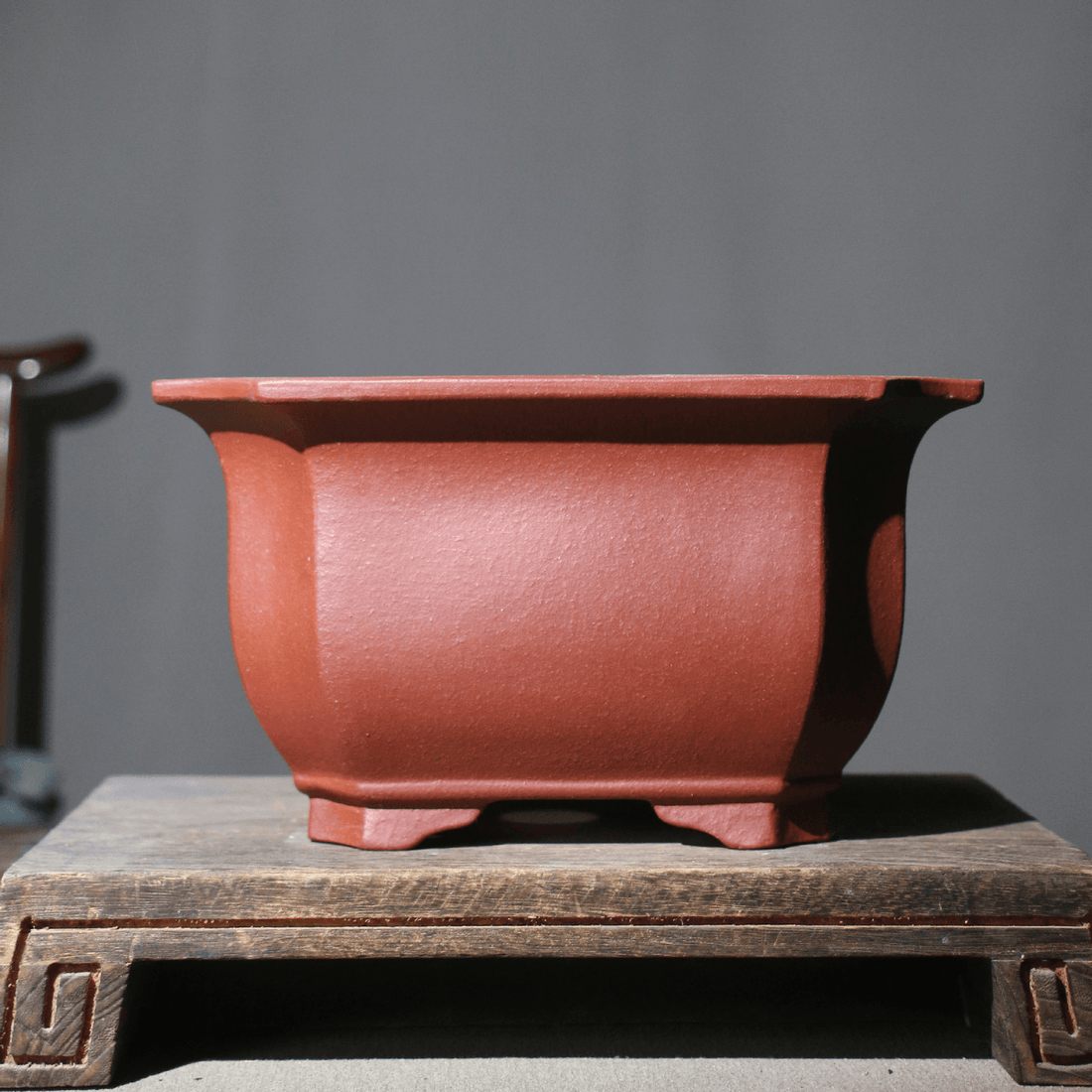 9.3" (23.7cm) Large Premium Square Traditional Deep Bonsai Pot Reddish Brown Color