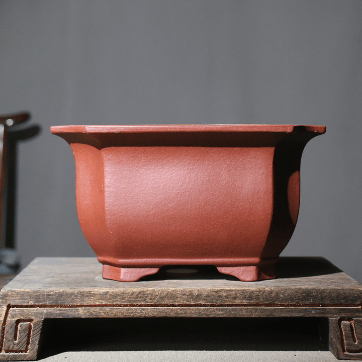 9.3" (23.7cm) Large Premium Square Traditional Deep Bonsai Pot Reddish Brown Color