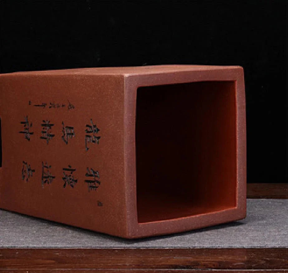 9.4" (24cm) Deep Artistic Brown Cascade Bonsai Pot w Matching Stand Inner View