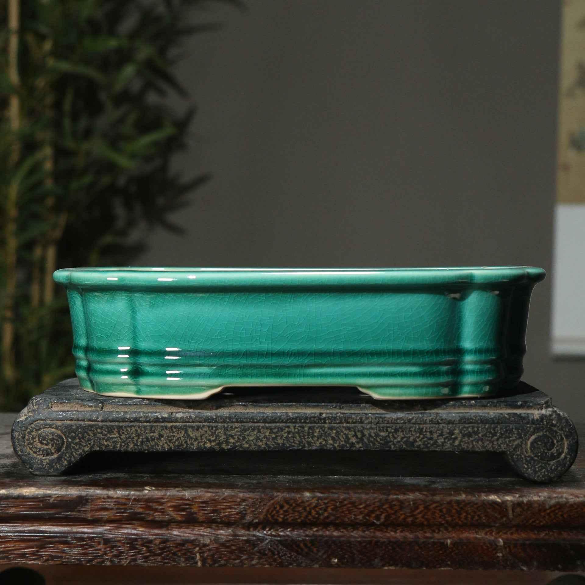9.4" (24cm) Handmade Rectangular Cracked Glaze Bonsai Pots