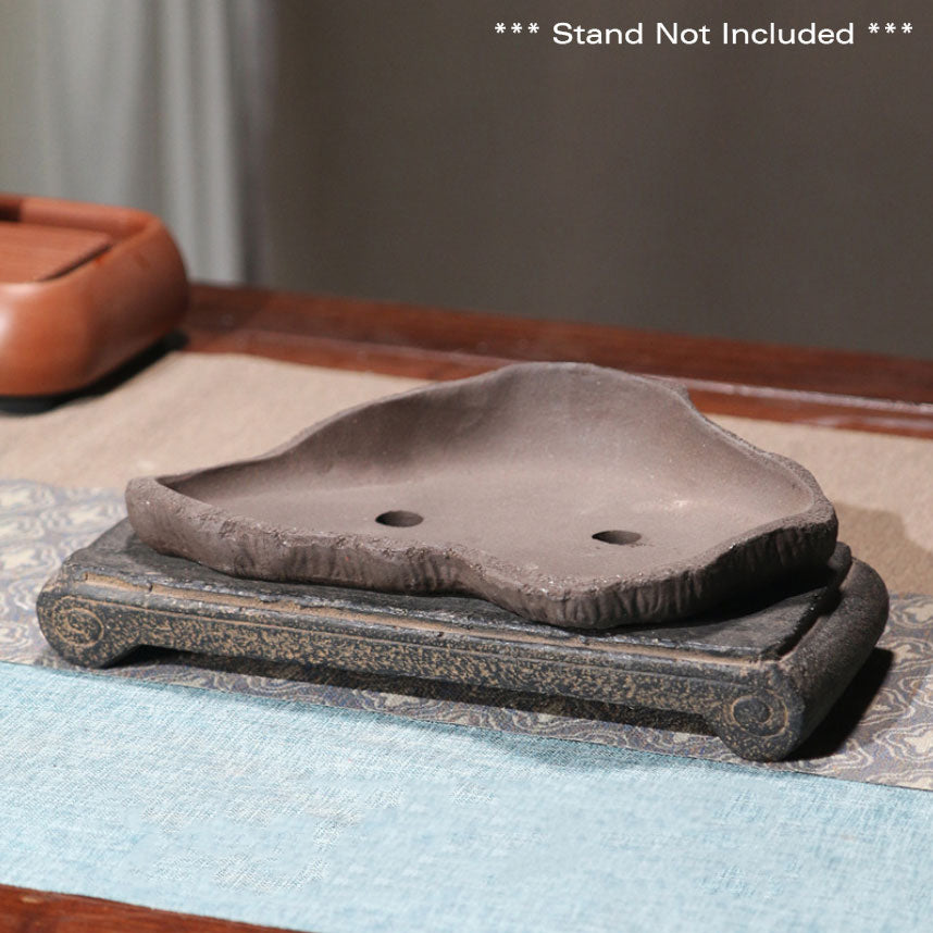 9.4" (24cm) Handmade Rustic Yixing Clay Bonsai Slab Pot
