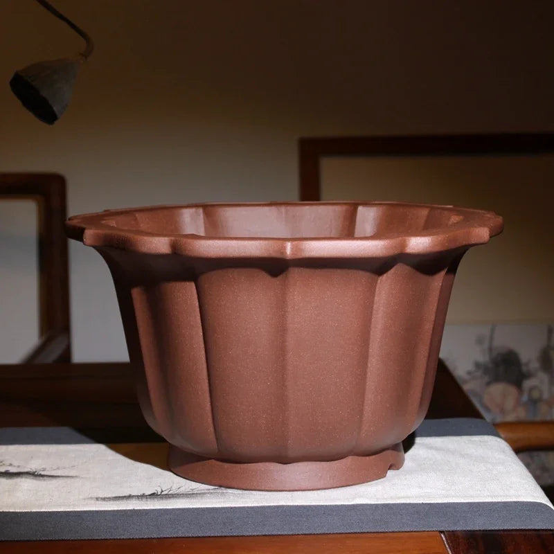 9.4 inch (24cm) Large 5.9 inch (15cm) Deep Flower-Like Semi-Cascade Bonsai Pot